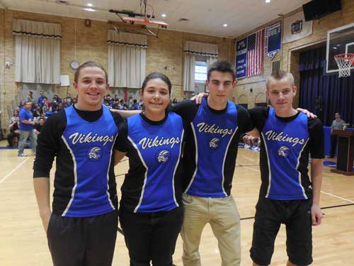 Winter Track captains enjoy the pep rally.