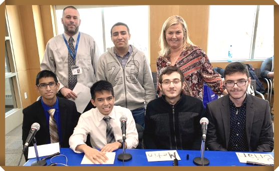 Pictured from left to right:
Above - Mr. Sossin, Emilio Arroyo, Mrs. Tomko
Below - Umair Khan, Gerard Nifras, Metin San, Brian Kataro
